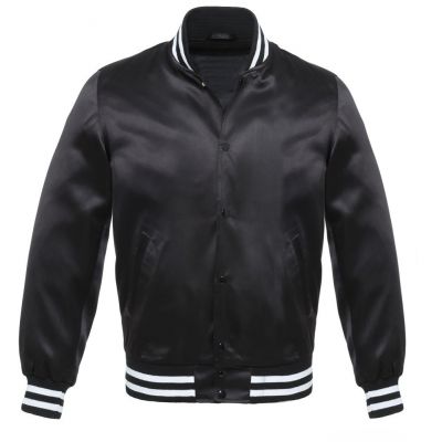Varsity Satin jacket Black-White